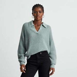 Everlane Alpaca Waffle-stitch Polo in Sea Glass M